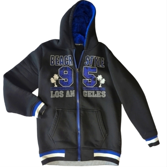 Fast Track zip Beach Style LA warm fleece black full zip up hoodie. Sz XXL - Picture 8 of 9